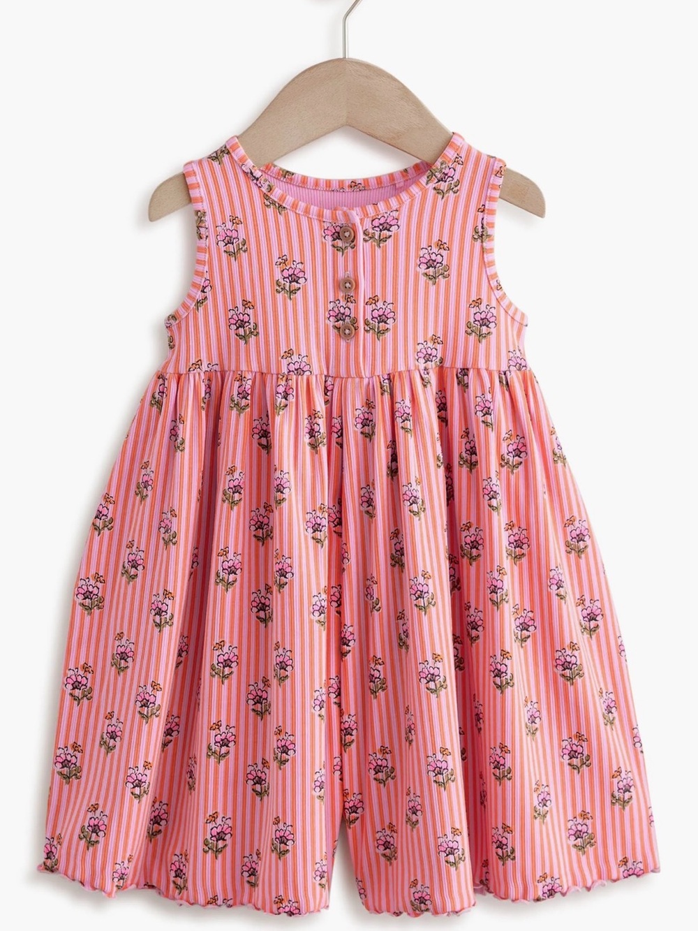 next toddler girls peachy Pink Floral Sleeveless Summer romper